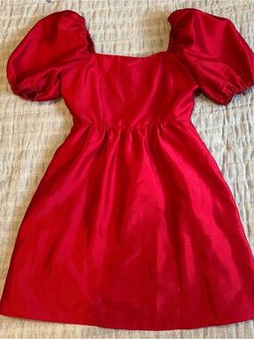 Copper Key Red Puff-Sleeve Dress Size S